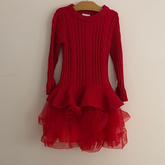 Iris & Ivy Red Ruffled Tiered Long Sleeve Dress - Picture 1 of 1
